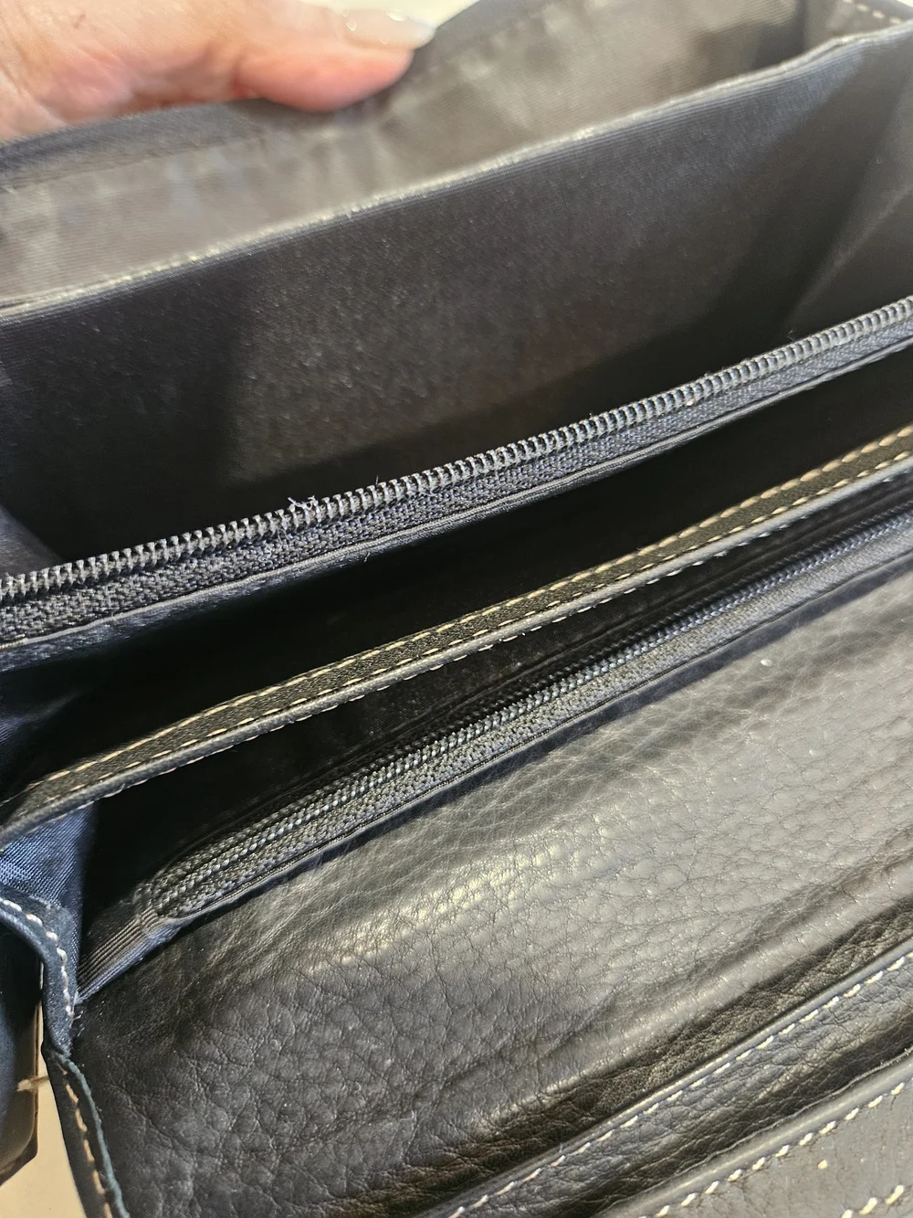 Tignanello Vintage Black Leather Trifold Continental Wallet